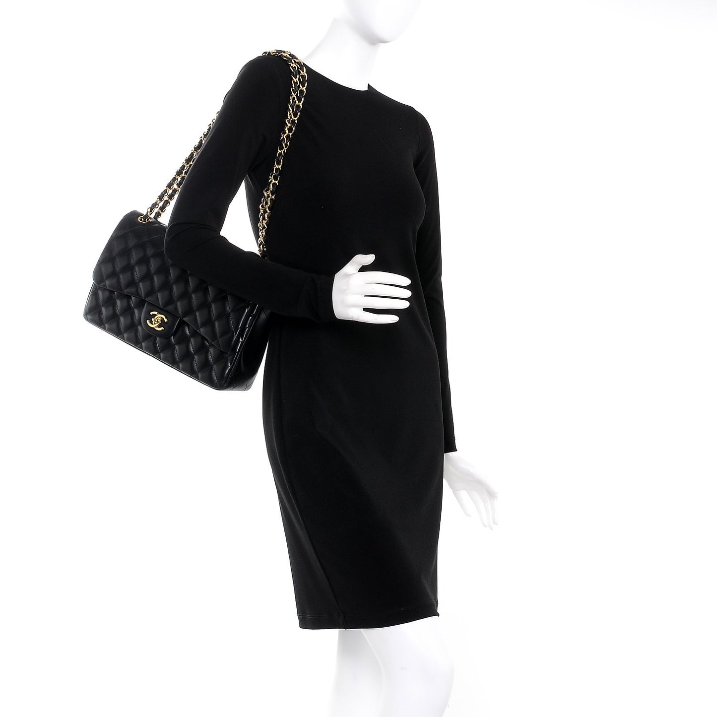 Lambskin Quilted Jumbo Double Flap Black
