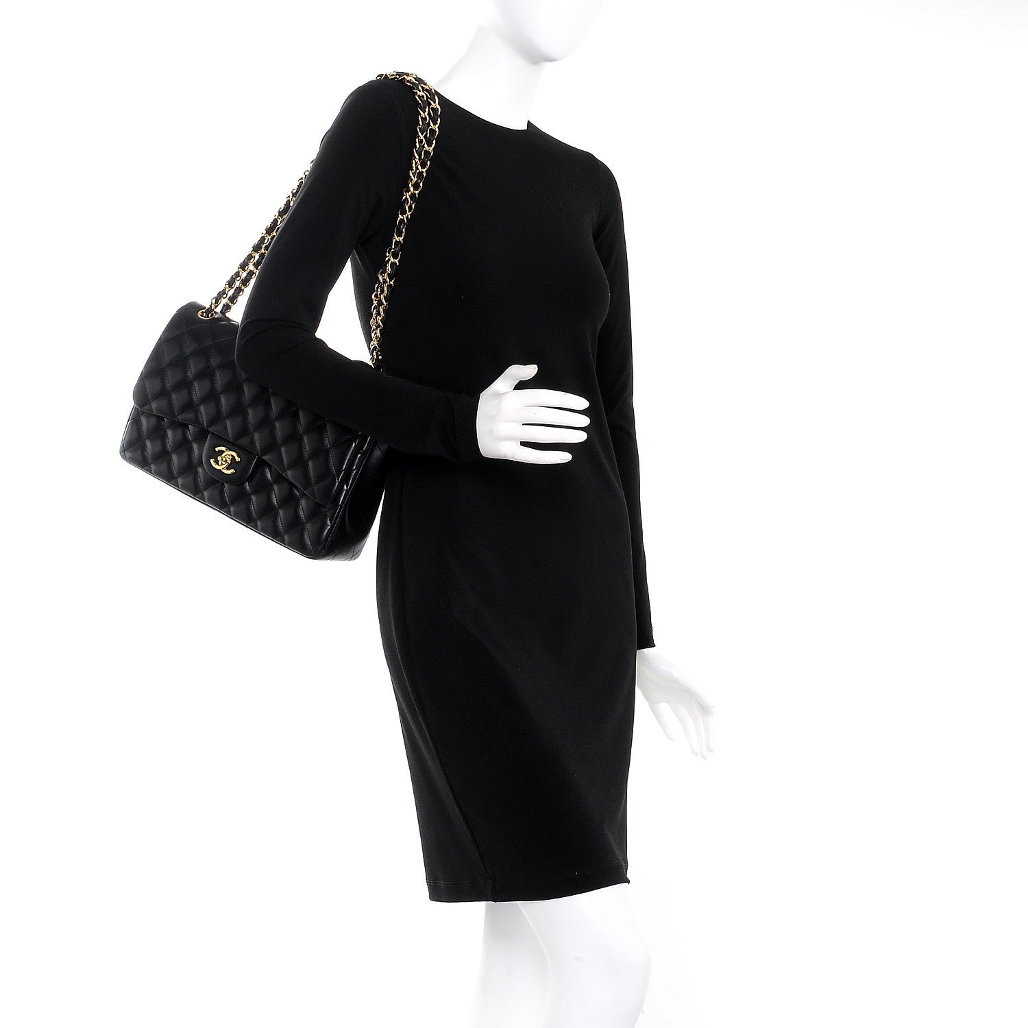 Chanel Lambskin Quilted Jumbo Double Flap Black 3 of 13