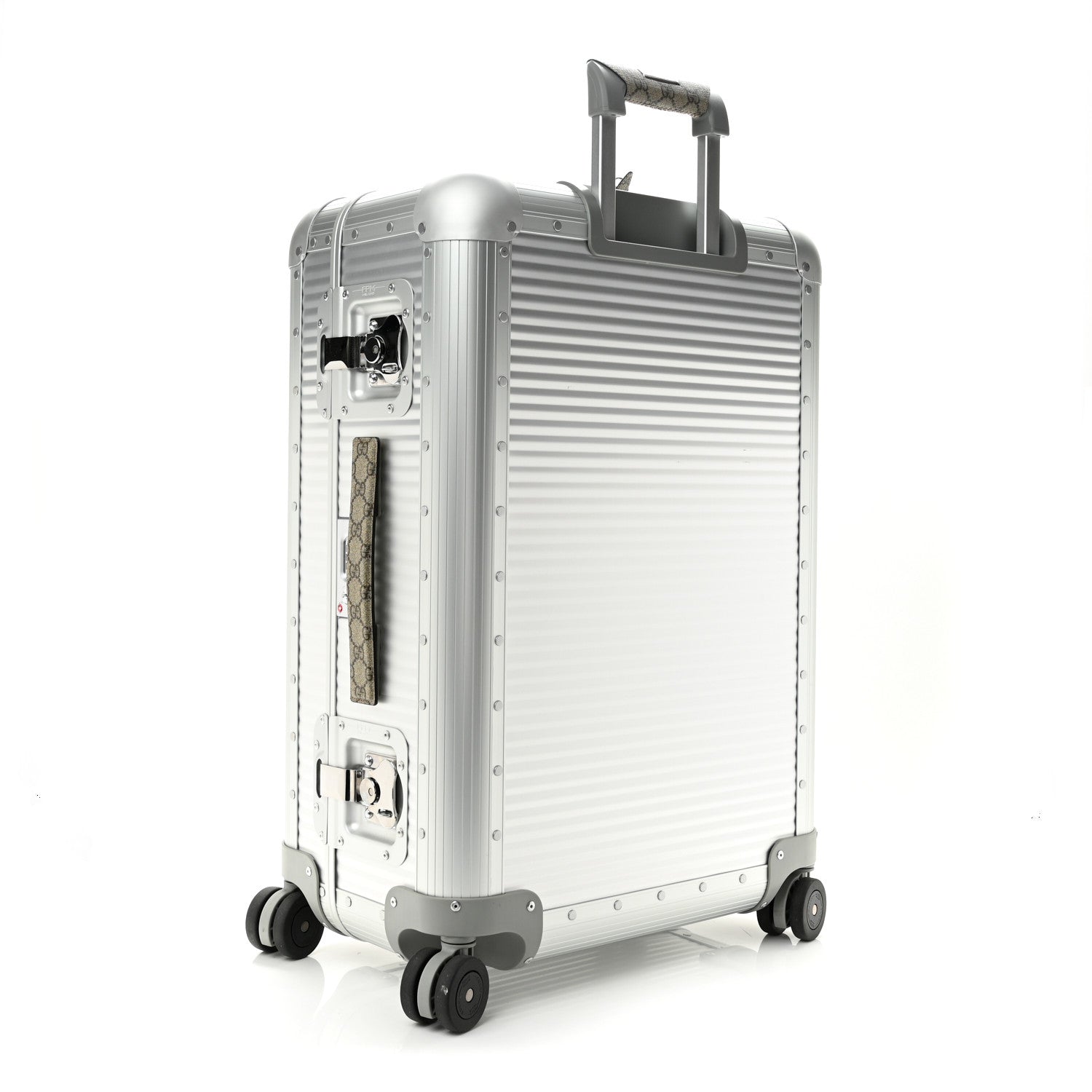 Gucci GG Supreme Monogram Aluminium Porter Medium Trolley Suitcase Silver 2 of 11