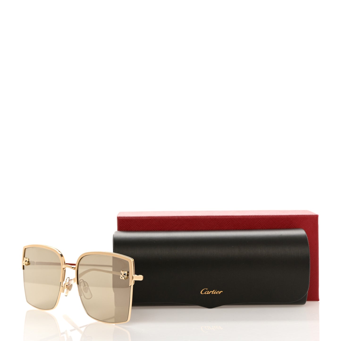 Panthere De Cartier Square Sunglasses Gold