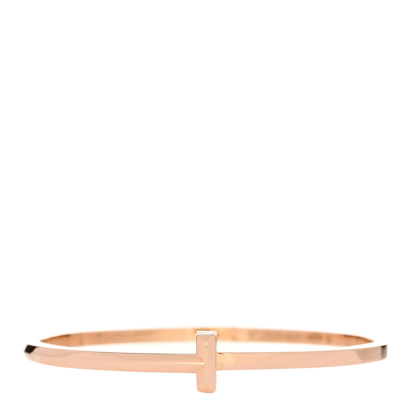 18K Rose Gold Narrow T T1 Hinged Bangle Bracelet