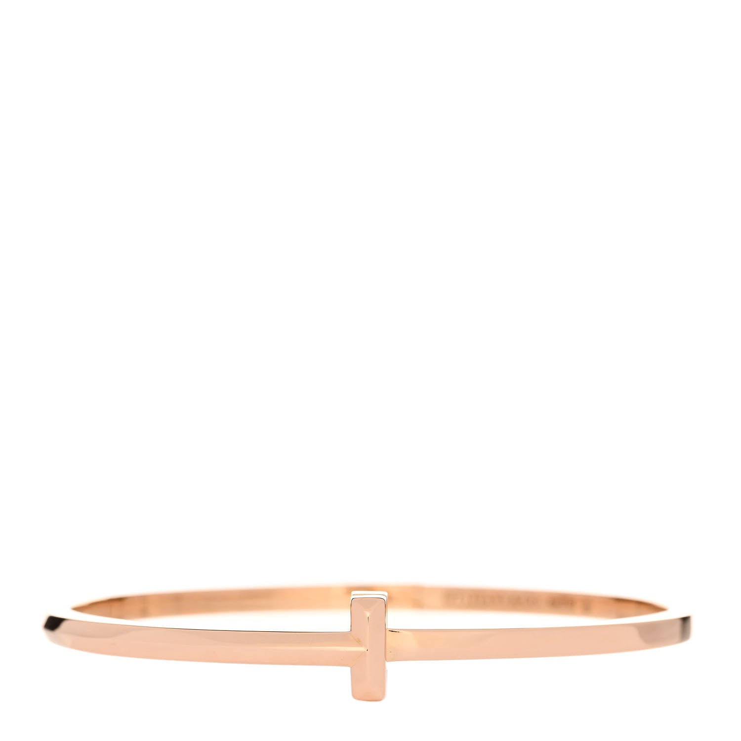 Tiffany 18K Rose Gold Narrow T T1 Hinged Bangle Bracelet 1 of 3