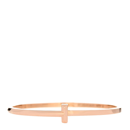 Tiffany 18K Rose Gold Narrow T T1 Hinged Bangle Bracelet 1 of 3