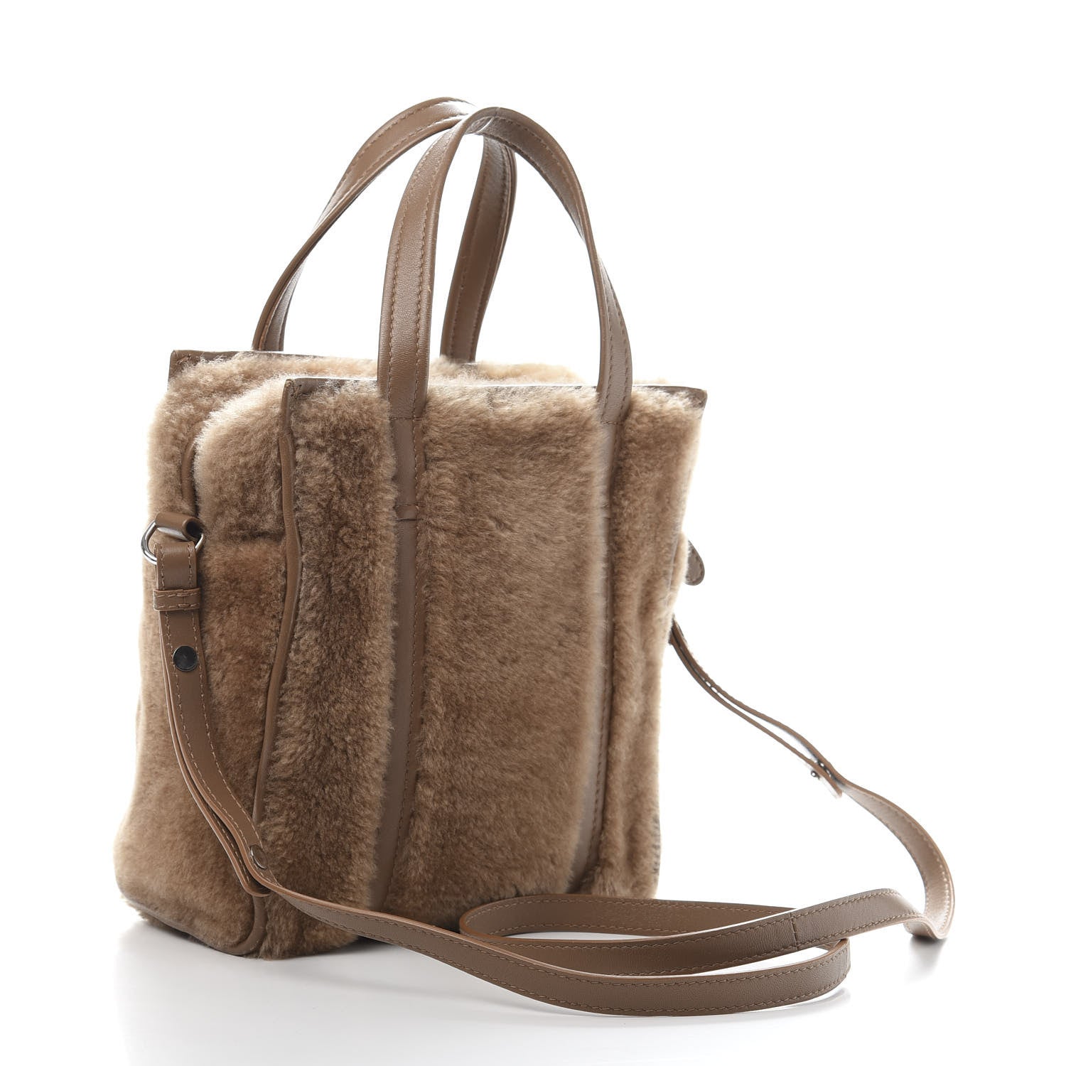 Balenciaga Shearling XS Bazar Shopper Tote Beige 647089 – FASHIONPHILE