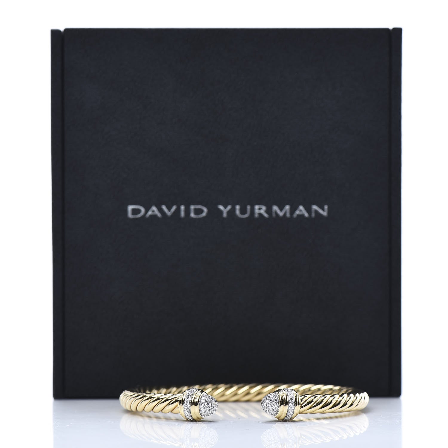 David Yurman 18K Yellow Gold Pave Diamond 5mm Cable Bracelet 6 of 6