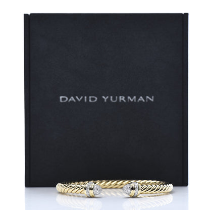 David Yurman 18K Yellow Gold Pave Diamond 5mm Cable Bracelet 6 of 6