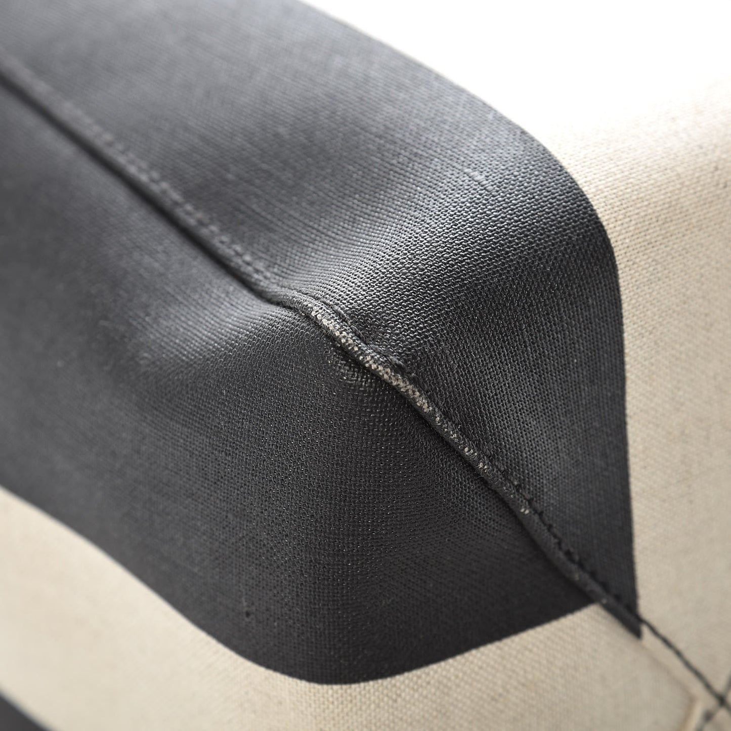 Canvas Stripe Shopper Tote Black White