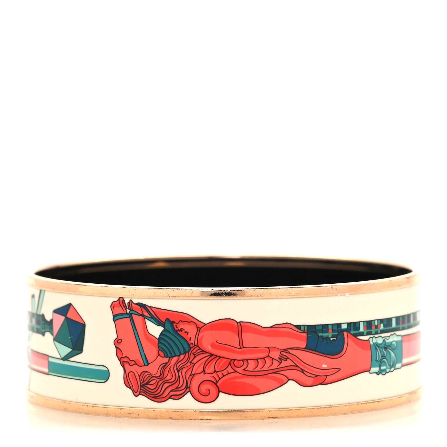 Hermes Enamel Printed Wide Les Cannes Bracelet 70 Baroque 1 of 7