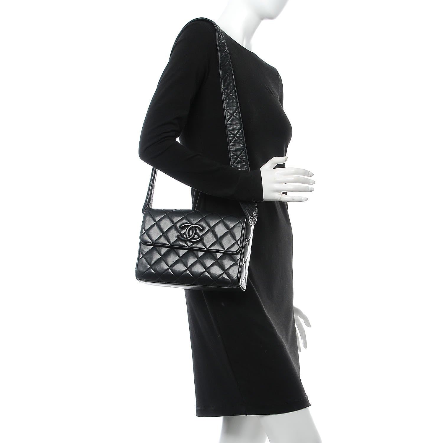 Chanel Lambskin Quilted CC Flap Shoulder Bag Black 2 of 9