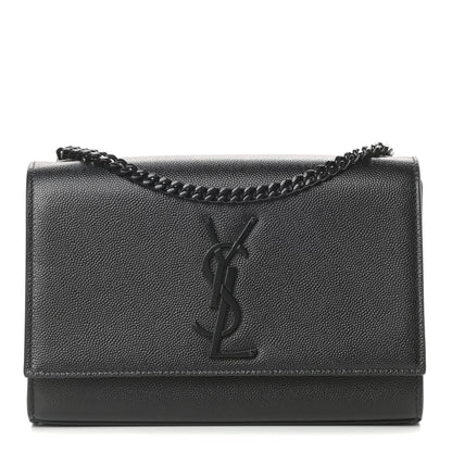 Saint Laurent Grain De Poudre Small Monogram Kate Satchel Black 1 of 11