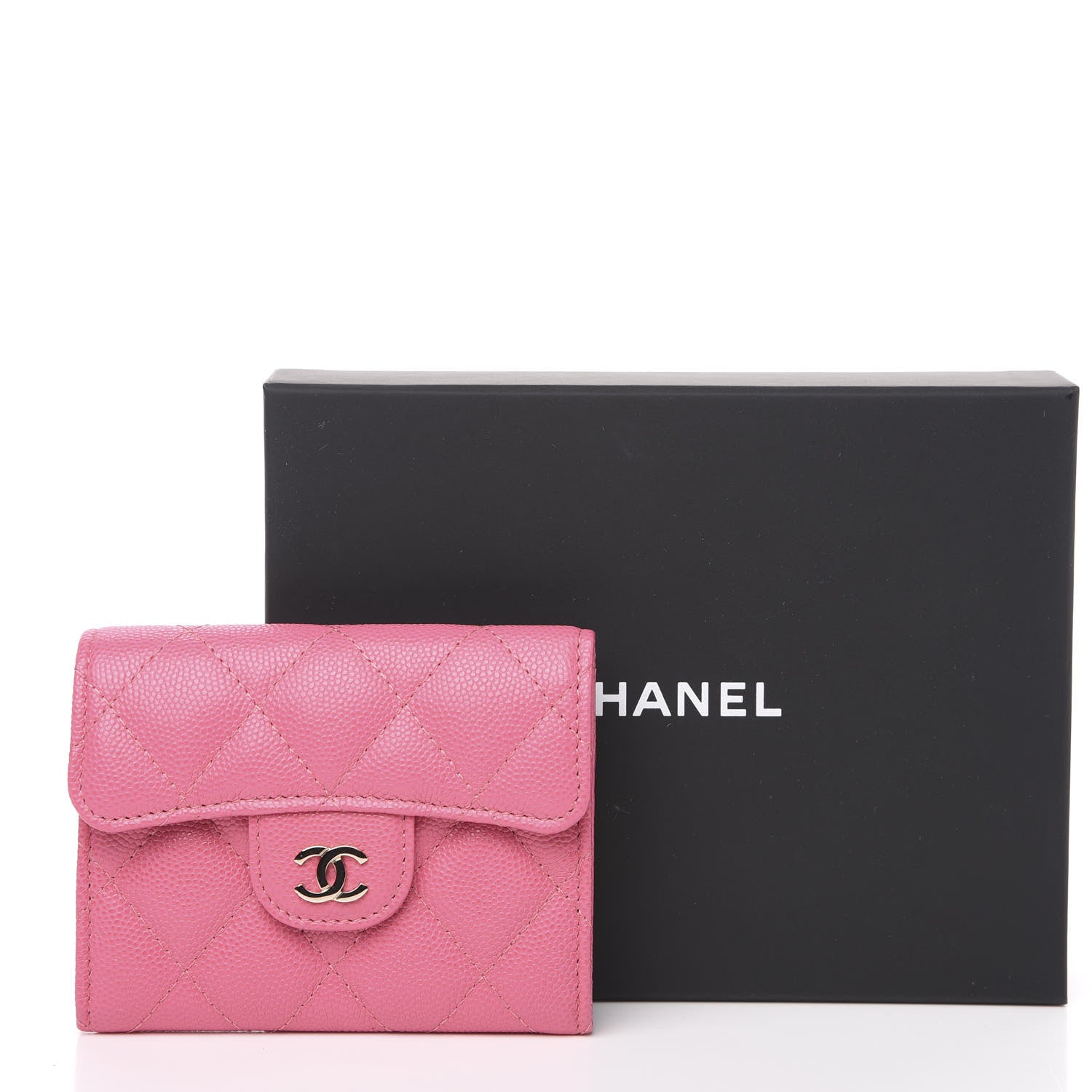 Chanel Iridescent Caviar Quilted Flap Card Holder Wallet Pink 7 of 7