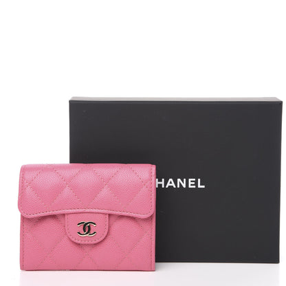 Chanel Iridescent Caviar Quilted Flap Card Holder Wallet Pink 7 of 7