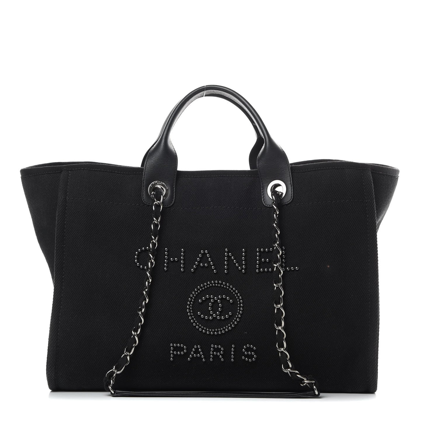 Canvas Pearl Medium Deauville Tote Black