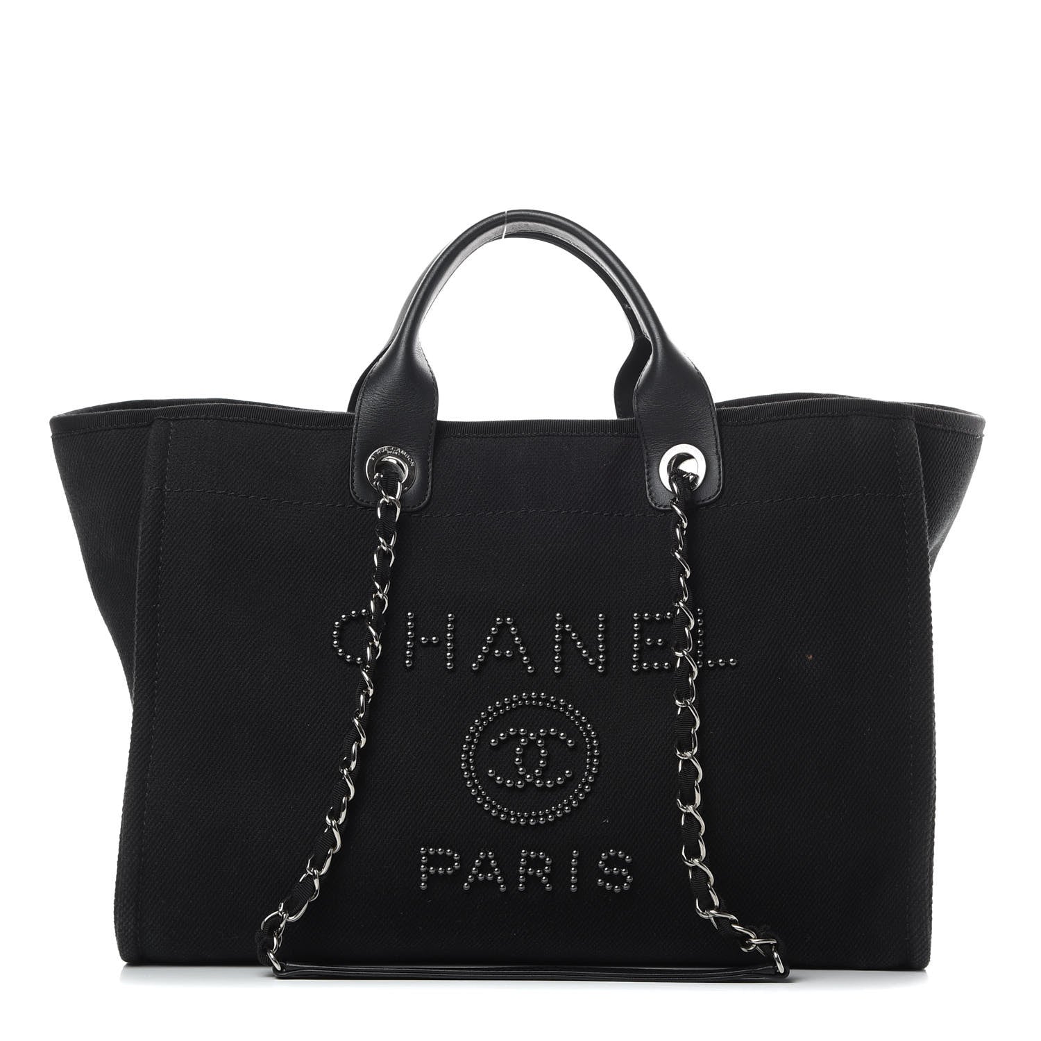 Chanel Canvas Pearl Medium Deauville Tote Black 1 of 14
