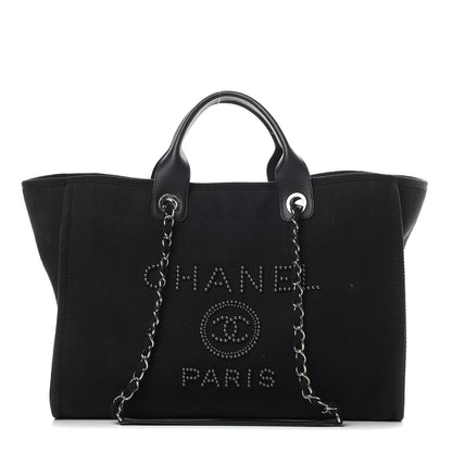 Chanel Canvas Pearl Medium Deauville Tote Black 1 of 14