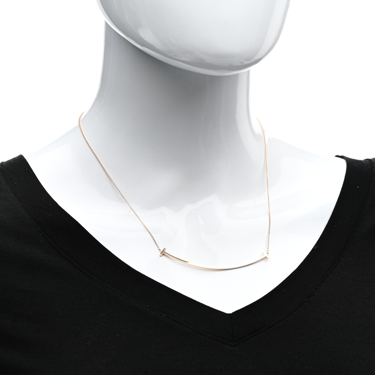 18K Rose Gold Large T Smile Pendant Necklace