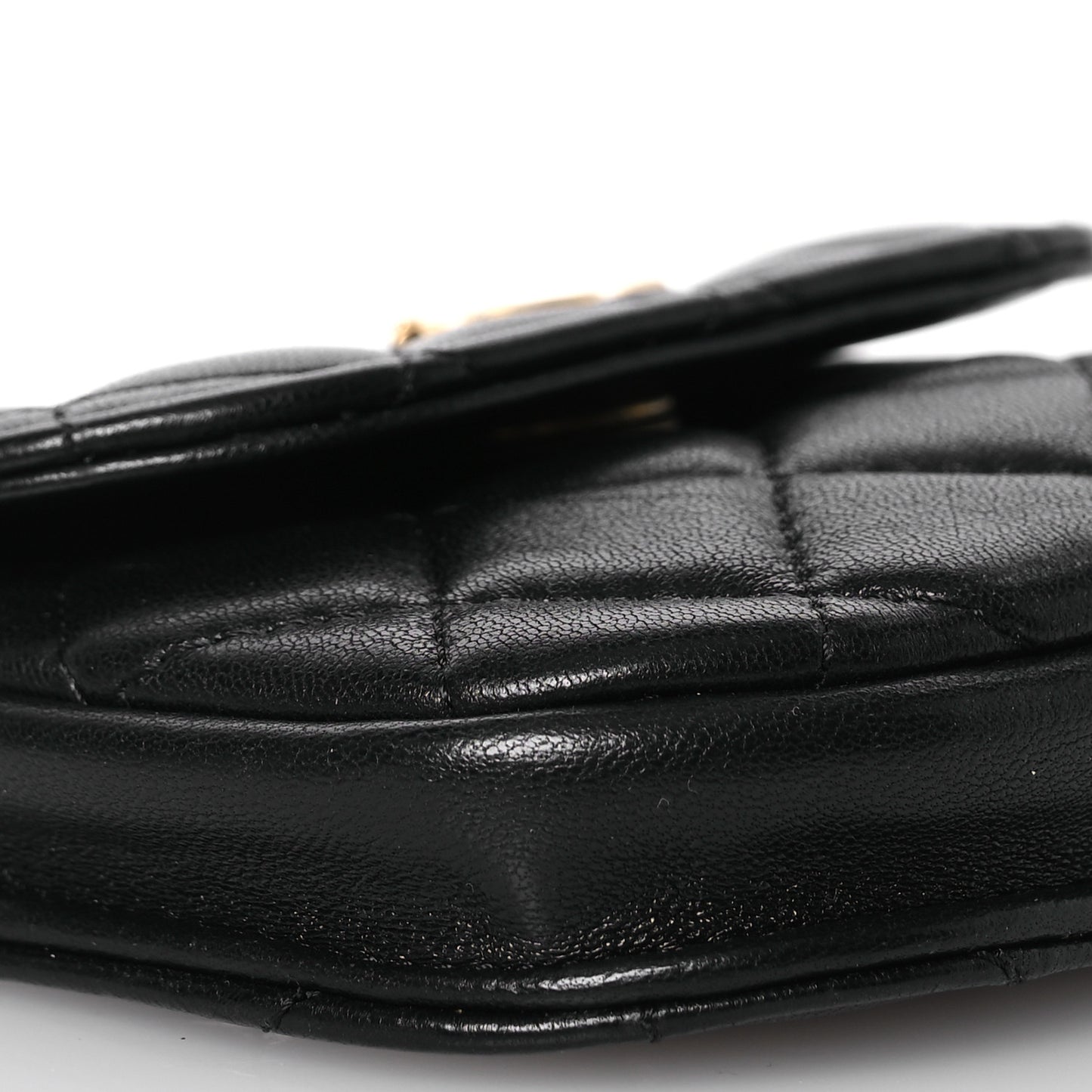 Lambskin Quilted Pearl Crush Waist Bag Black