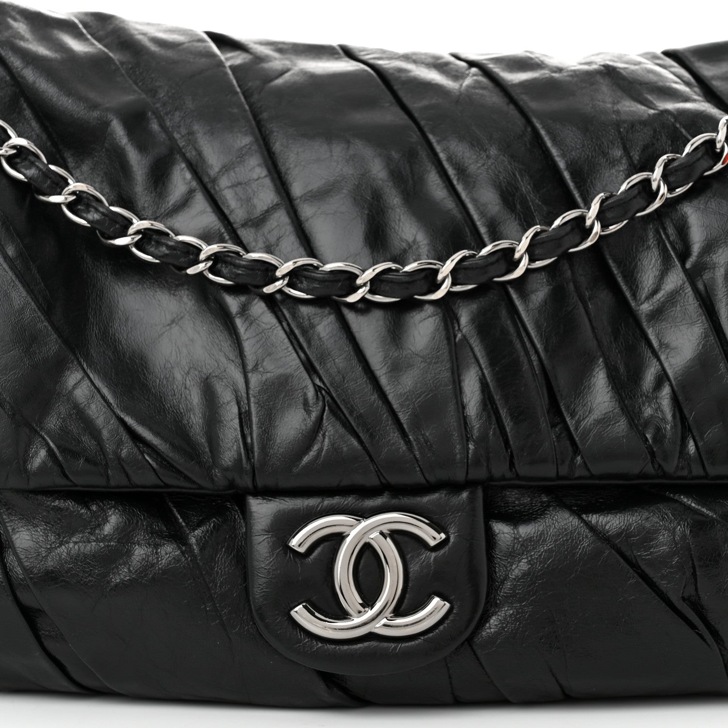 Chanel Glazed Calfskin Twisted Maxi Flap Black 8 of 10