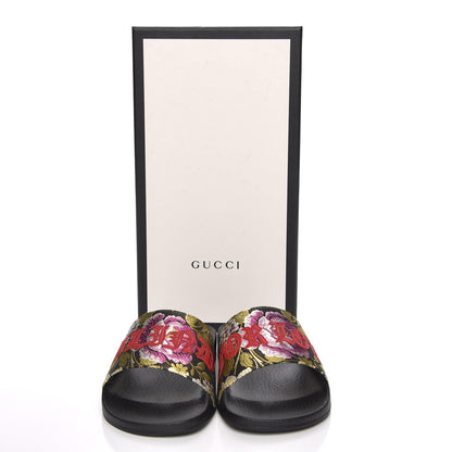 Gucci Jacquard Floral Blind for Love Slide Sandals 36 Black Multicolor 8 of 8