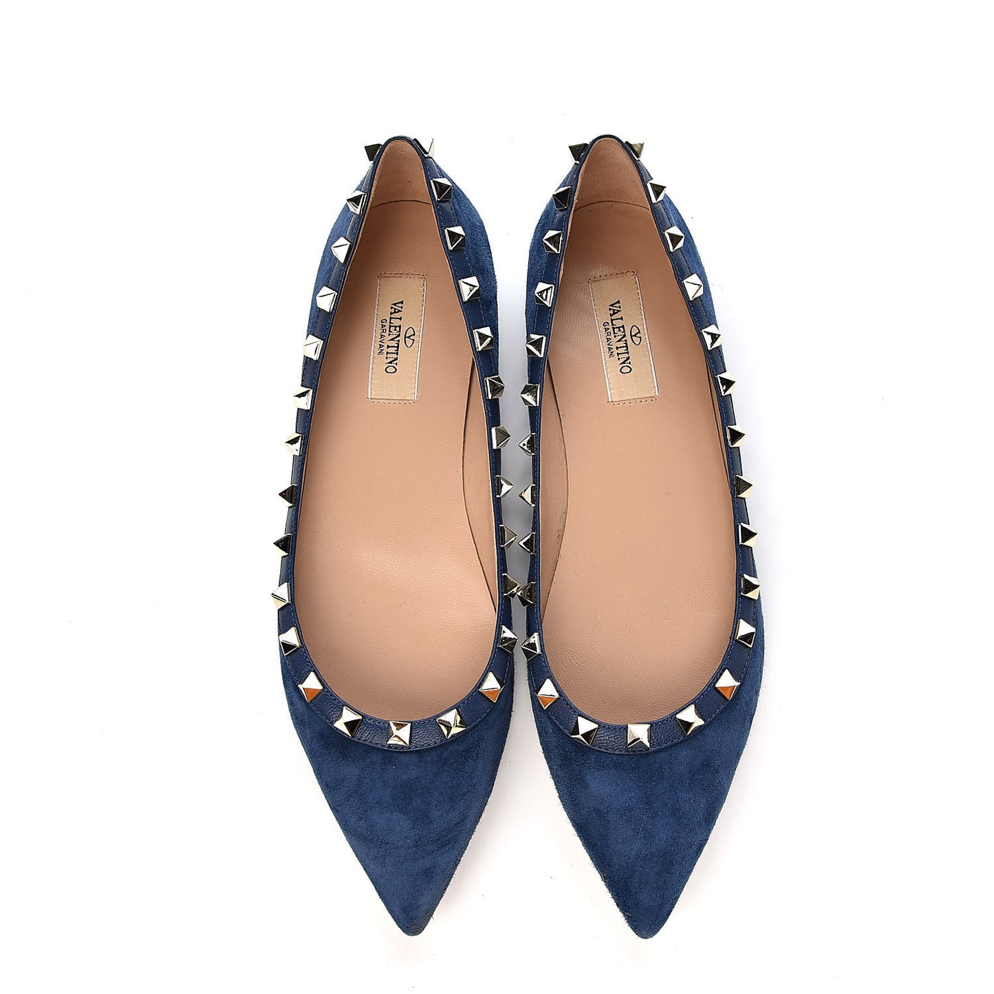 Suede Nappa Rockstud Ballerina Flats 40 Marine