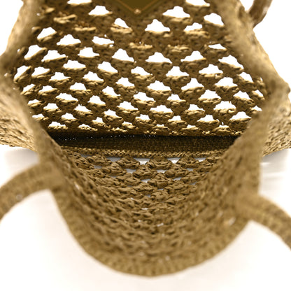 Prada Yarn Raffia Effect Embroidered Logo Tote Oliva 5 of 10