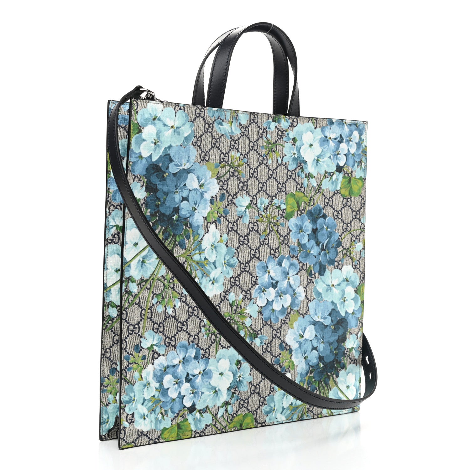 Gucci Soft GG Supreme Monogram Blooms Vertical Tote Blue 3 of 10