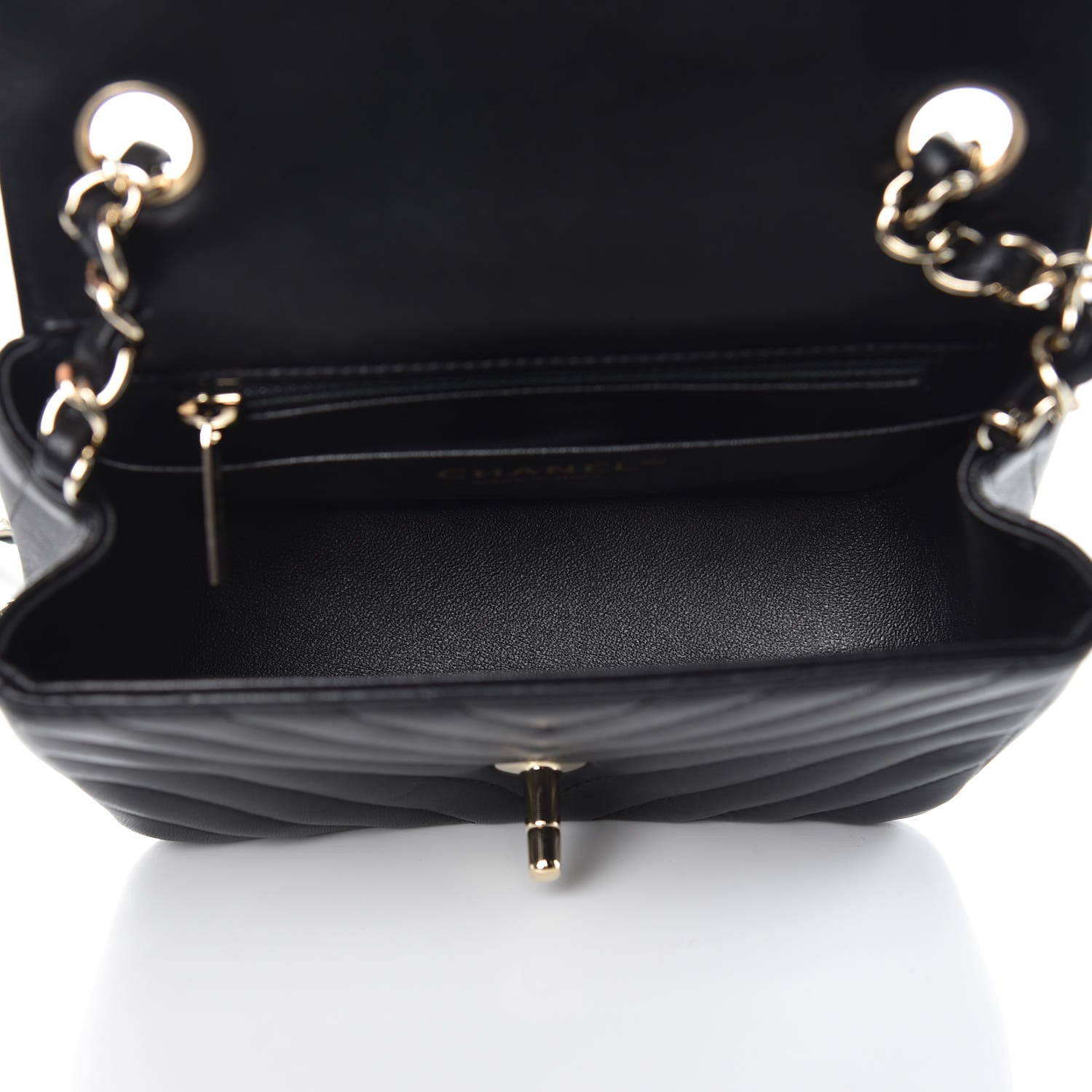 Chanel Lambskin Chevron Quilted Mini Square Flap Black 5 of 11