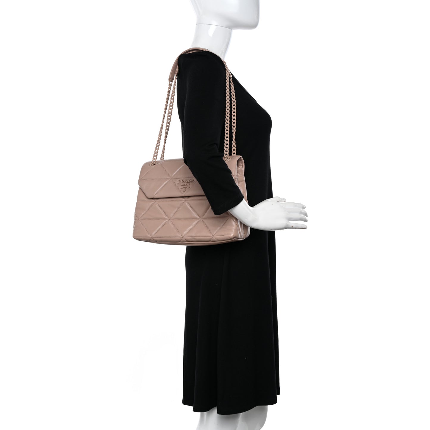 Nappa Triangle Stitched Large Spectrum Bag Cipria