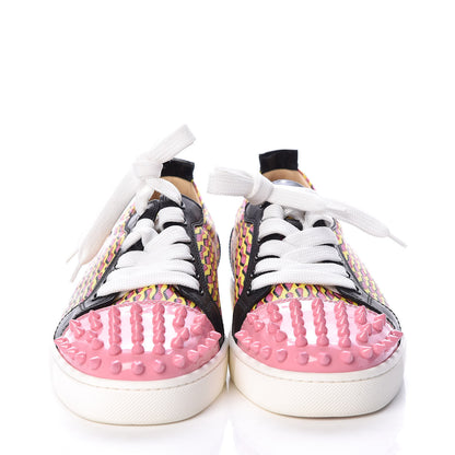 Christian Louboutin Patent Toile Womens Louis Junior Spikes Flat Sneakers 38 Jaune 2 of 8