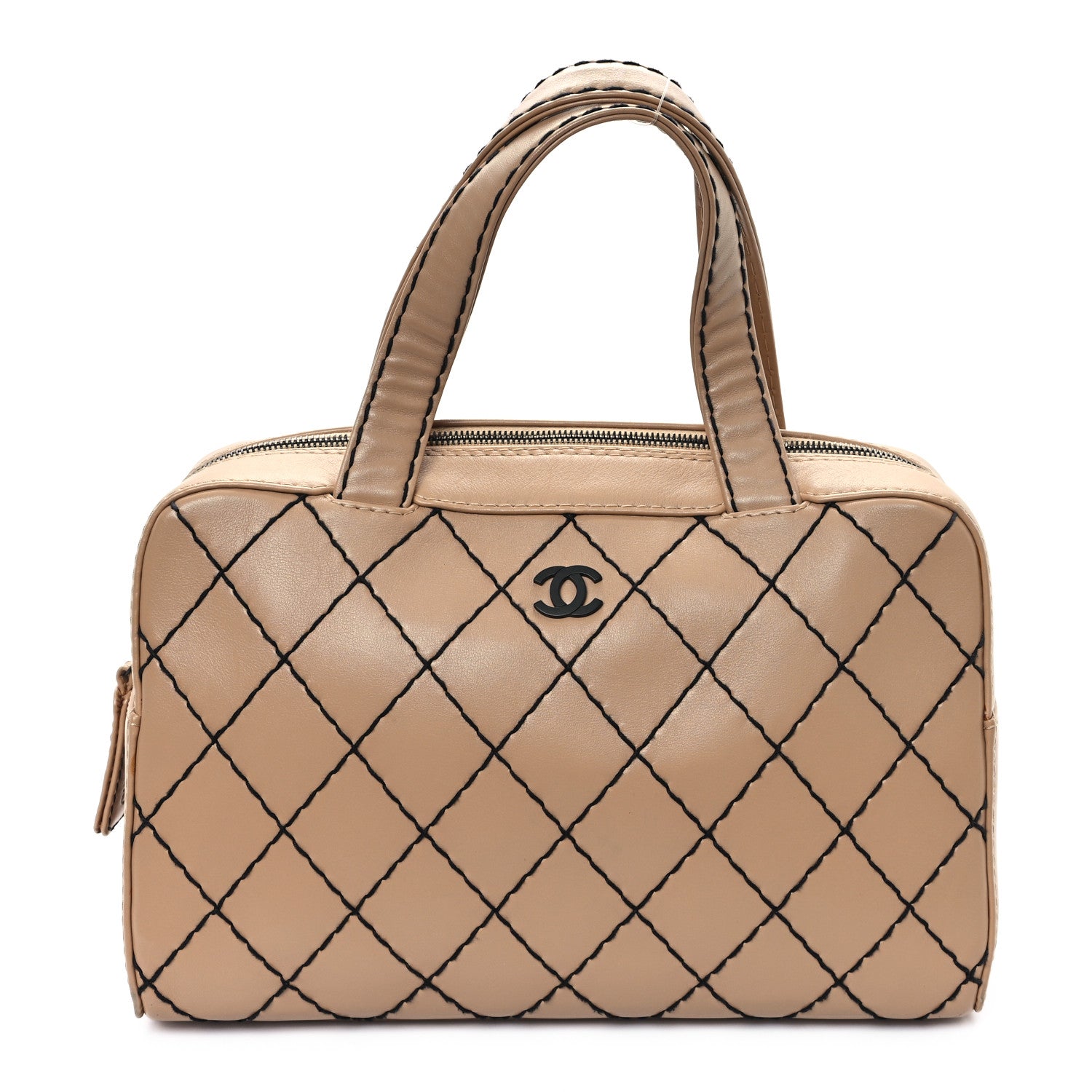 Chanel Calfskin Wild Stitch Top Handle Bag Beige 1 of 11