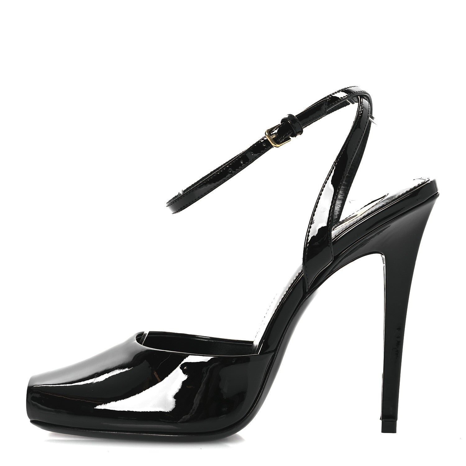 Saint Laurent Patent Calfskin La Scandale 110 Sandals 38 Black 1 of 12