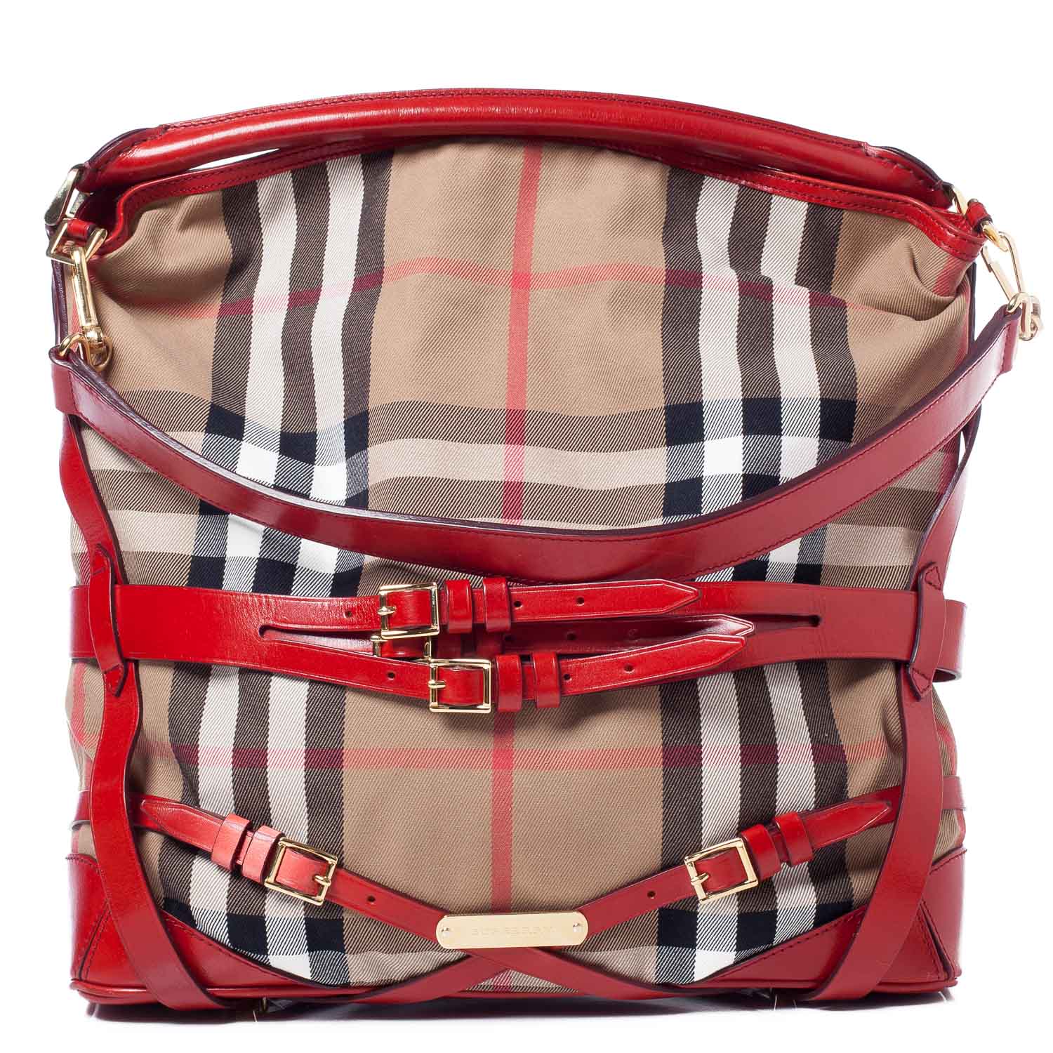 Burberry House Check Bridle Calfskin Medium Gosford Hobo 1 of 12