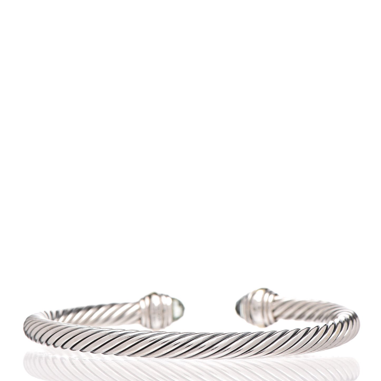 Sterling Silver 14K Yellow Gold Prasiolite 5mm Cable Classics Bracelet