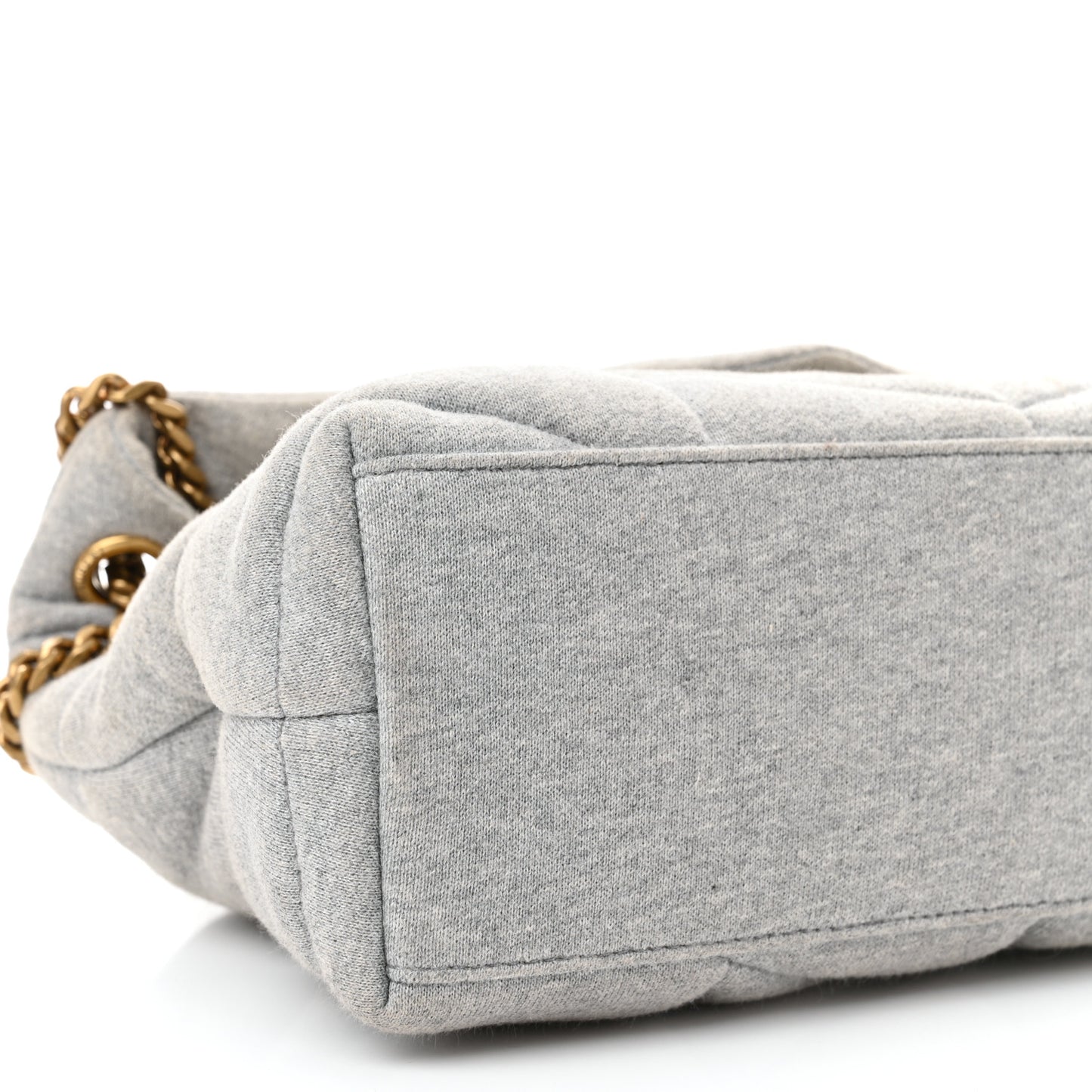 Jersey Quilted Small Loulou Puffer Monogram Chain Satchel Grey Cloud