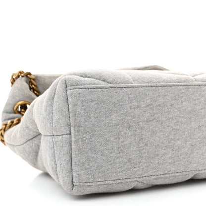 Saint Laurent Jersey Quilted Small Loulou Puffer Monogram Chain Satchel Grey Cloud 8 of 9