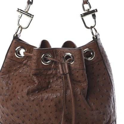 Gucci Ostrich Drawstring Shoulder Bag Brown 8 of 8