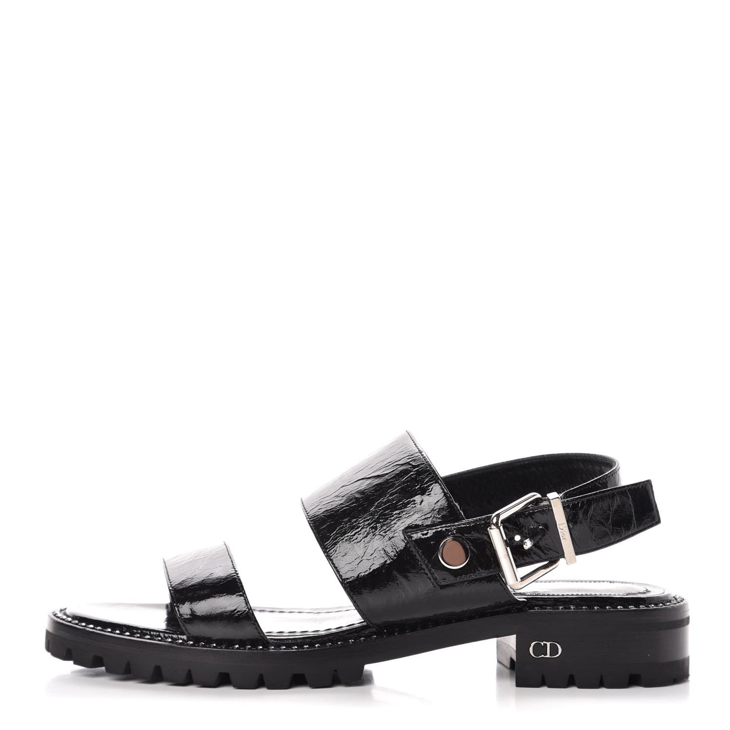 Crinkled Patent Crystals Sandals 37.5 Black