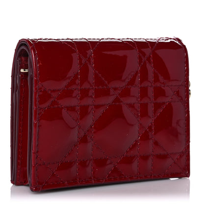 Christian Dior Patent Cannage Mini Lady Dior Wallet Red 3 of 8