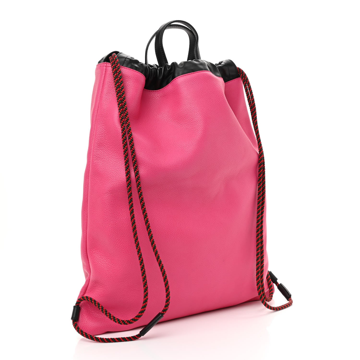 Gucci Grained Calfskin Logo Drawstring Backpack Box Pink Green Black 4 of 10