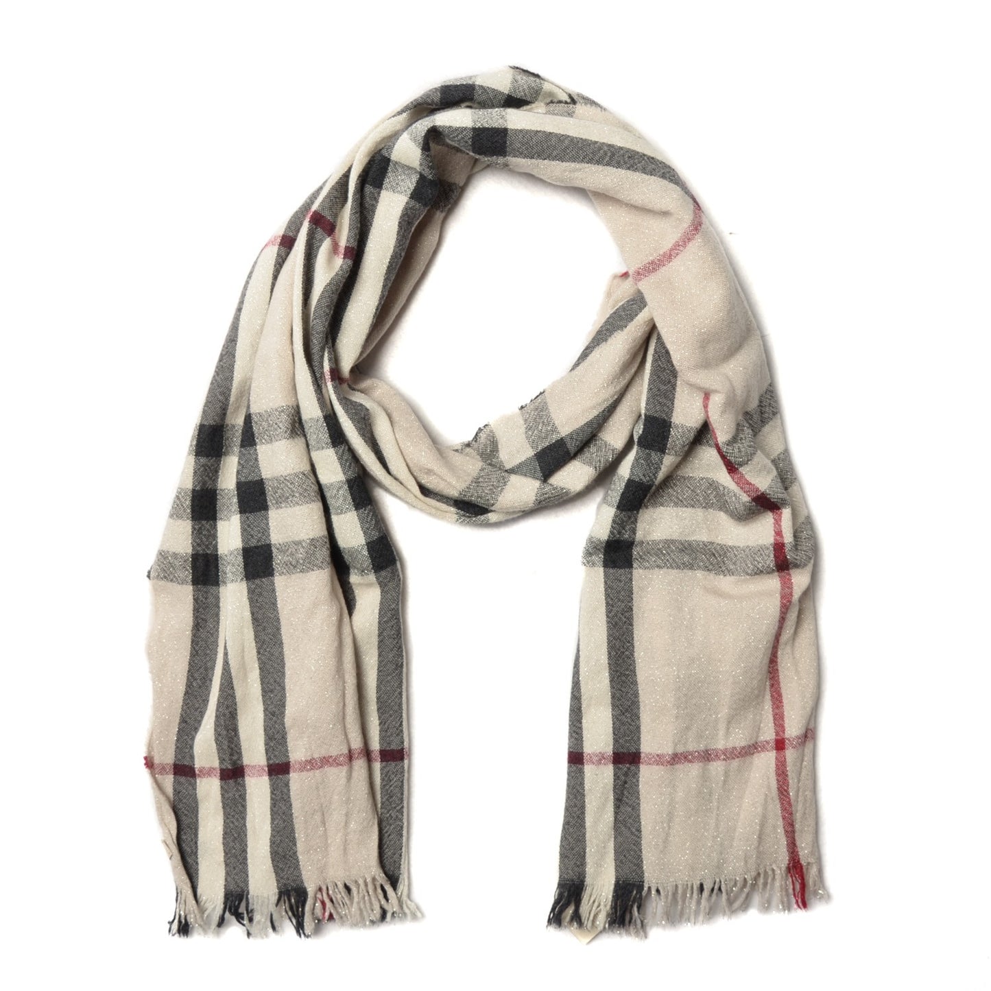 Merino Wool Cashmere Check Lightweight Scarf