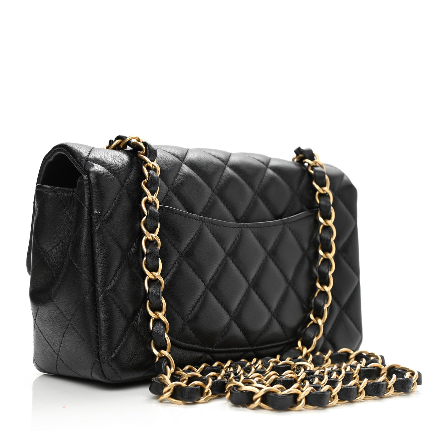 Lambskin Quilted Mini Rectangular Flap Black