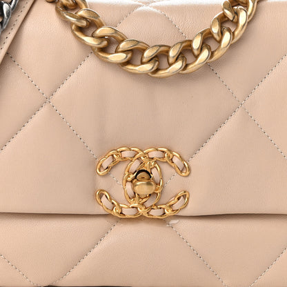 Chanel Goatskin Quilted Medium Chanel 19 Flap Light Beige 8 of 10