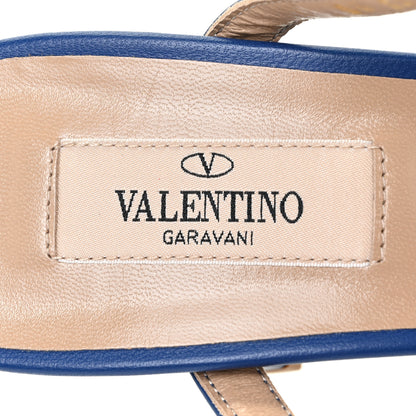 Valentino Garavani Calfskin Rockstud 60mm Caged Slide Sandals 38.5 Blu Delft 9 of 12