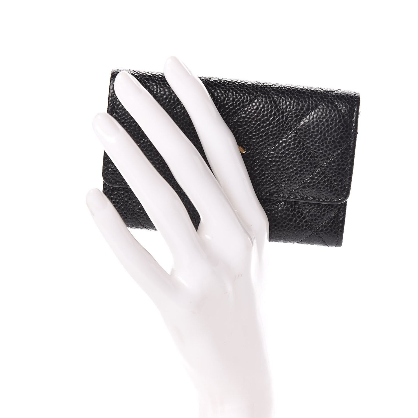 Caviar Quilted Flap Card Holder Black