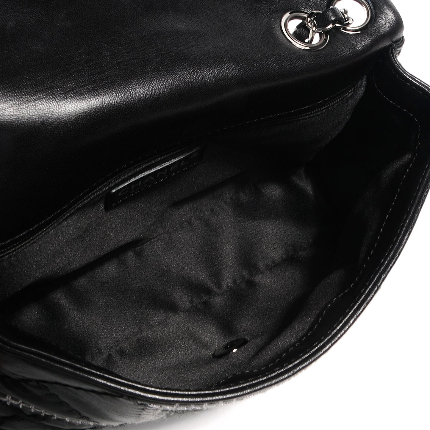Lambskin Patchwork Stitched Small Flap Black