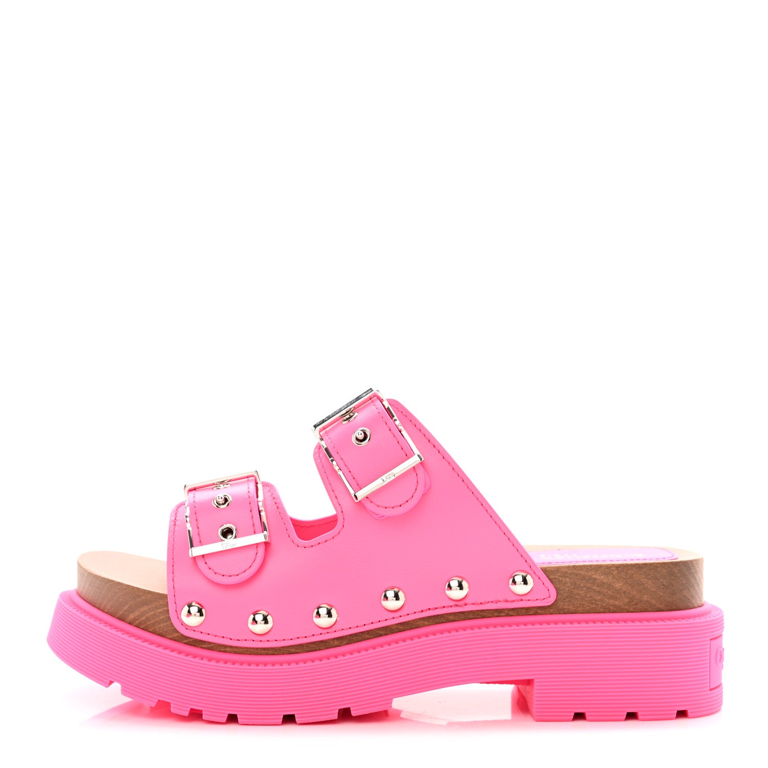 Christian Dior Calfskin Diorquake Slide Sandals Fuchsia Flu 37 1 of 9