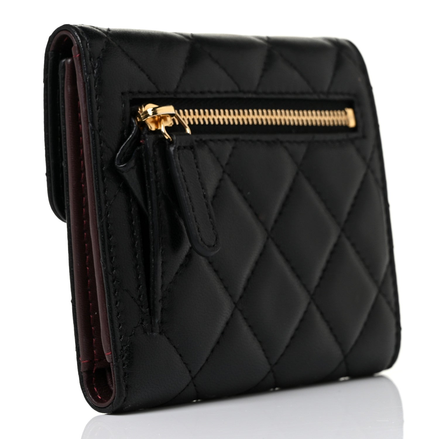 Chanel Lambskin Quilted Compact Flap Wallet Black 3 of 8