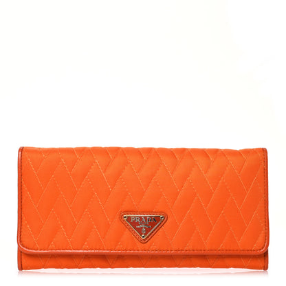 Prada Tessuto Impuntu Triangle Continental Flap Wallet Orange 1 of 19