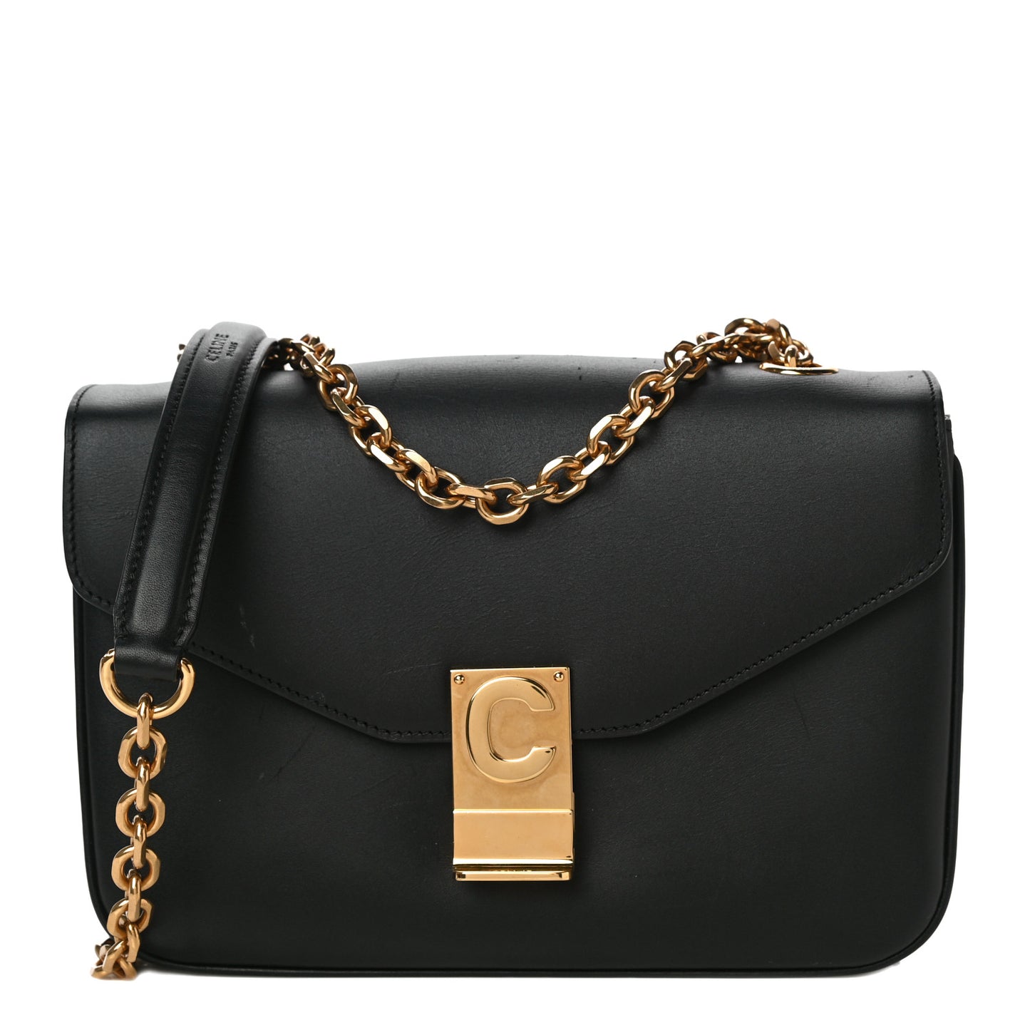 Shiny Calfskin Medium C Bag Black