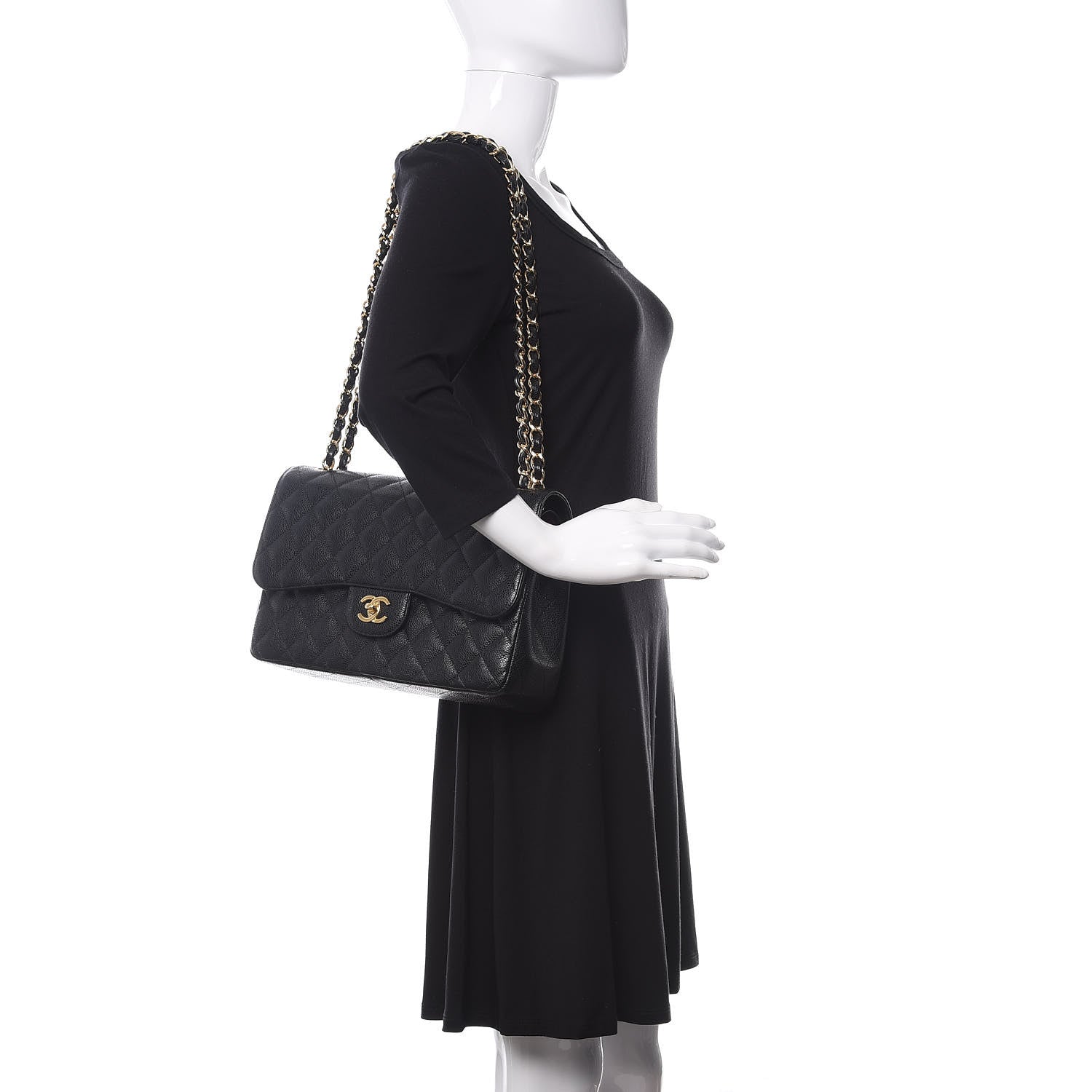 Chanel Caviar Quilted Jumbo Double Flap Black 3 of 10